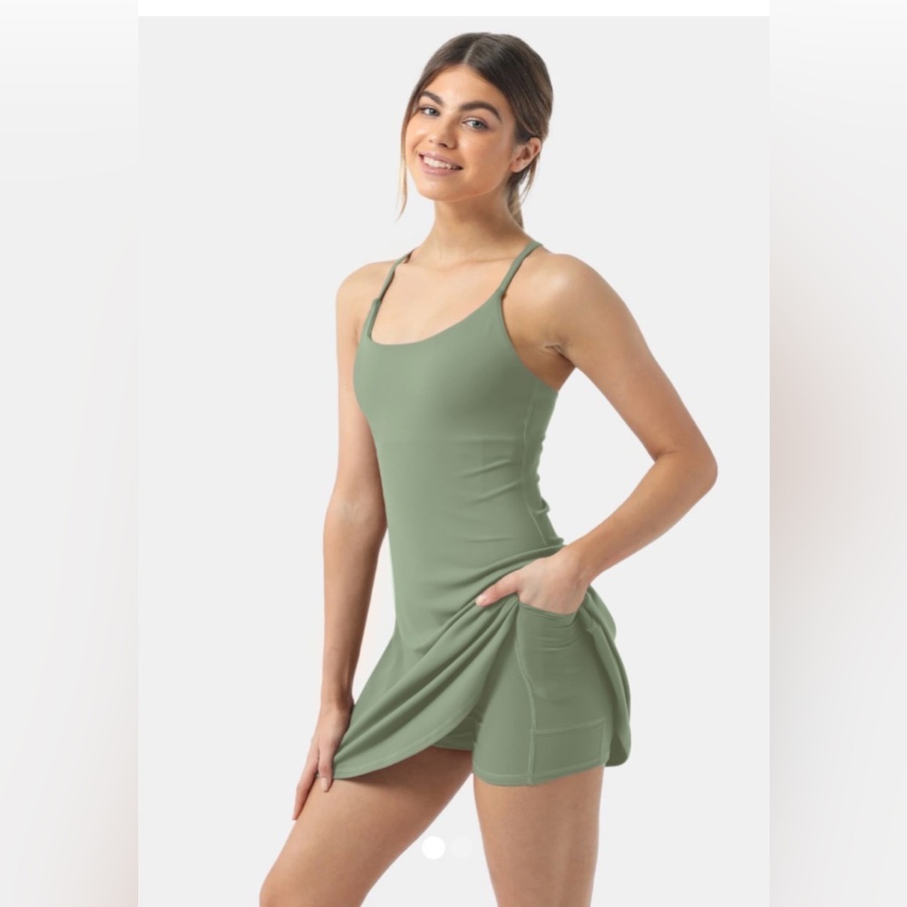 Halara Everyday Cloudful™ Backless 2-in-1 Flare Activity Dress-Wannabe, NWT